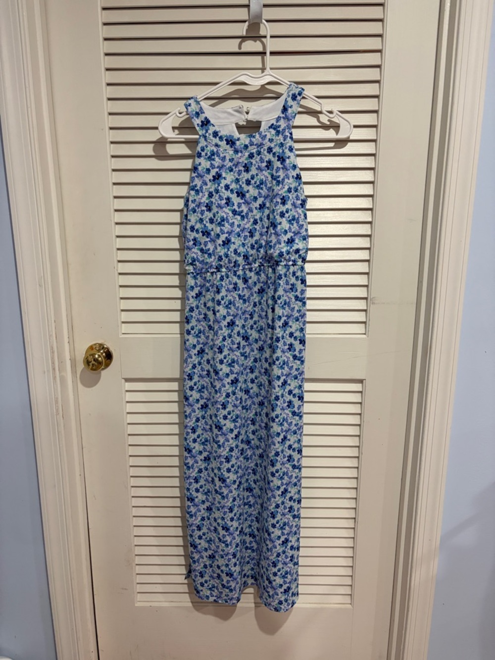 Blue Floral Girls' Casual Maxi Dress